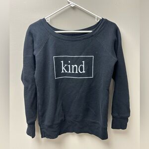 Women’s Black “Kind” Off The Shoulder Crewneck Sweater